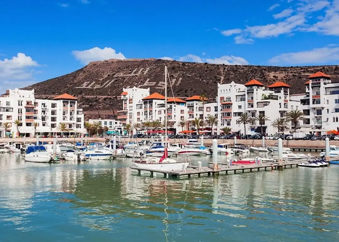 Marina and mountain backdrop at Agadir