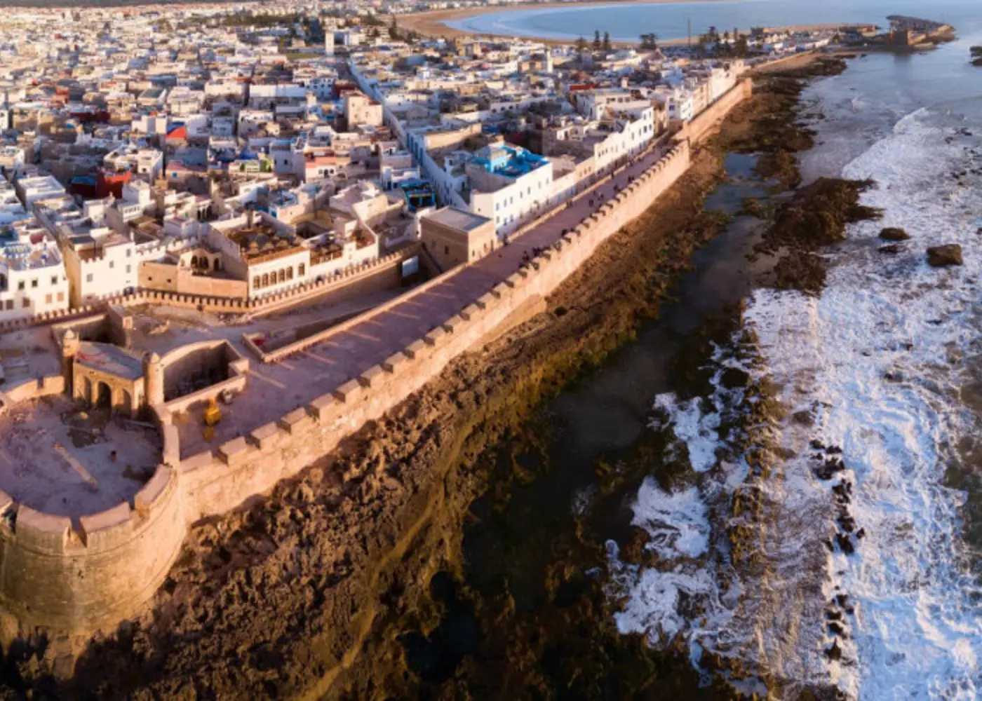 Fishing boats beside the ramparts of Essaouira