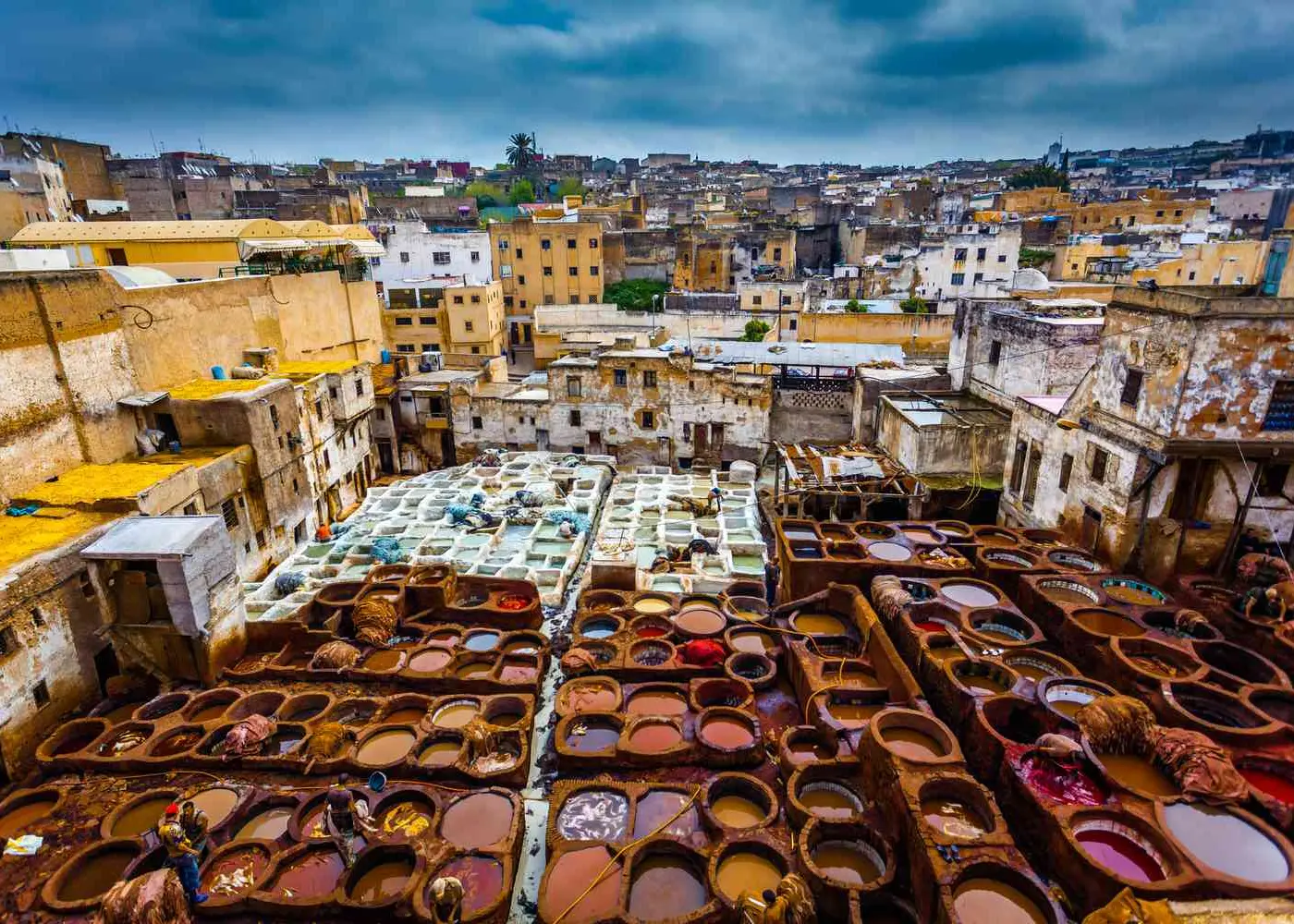 Traditional leather tanneries in the Fes medina