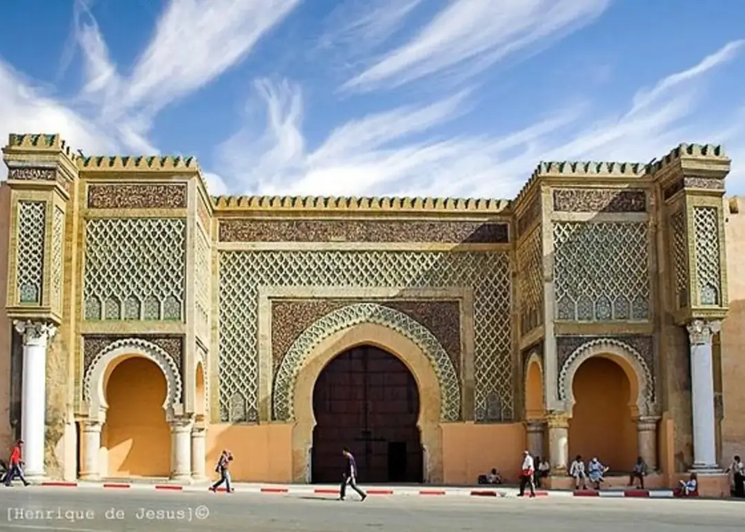 The ornate Bab Mansour gate in Meknes on a seven-day imperial cities route