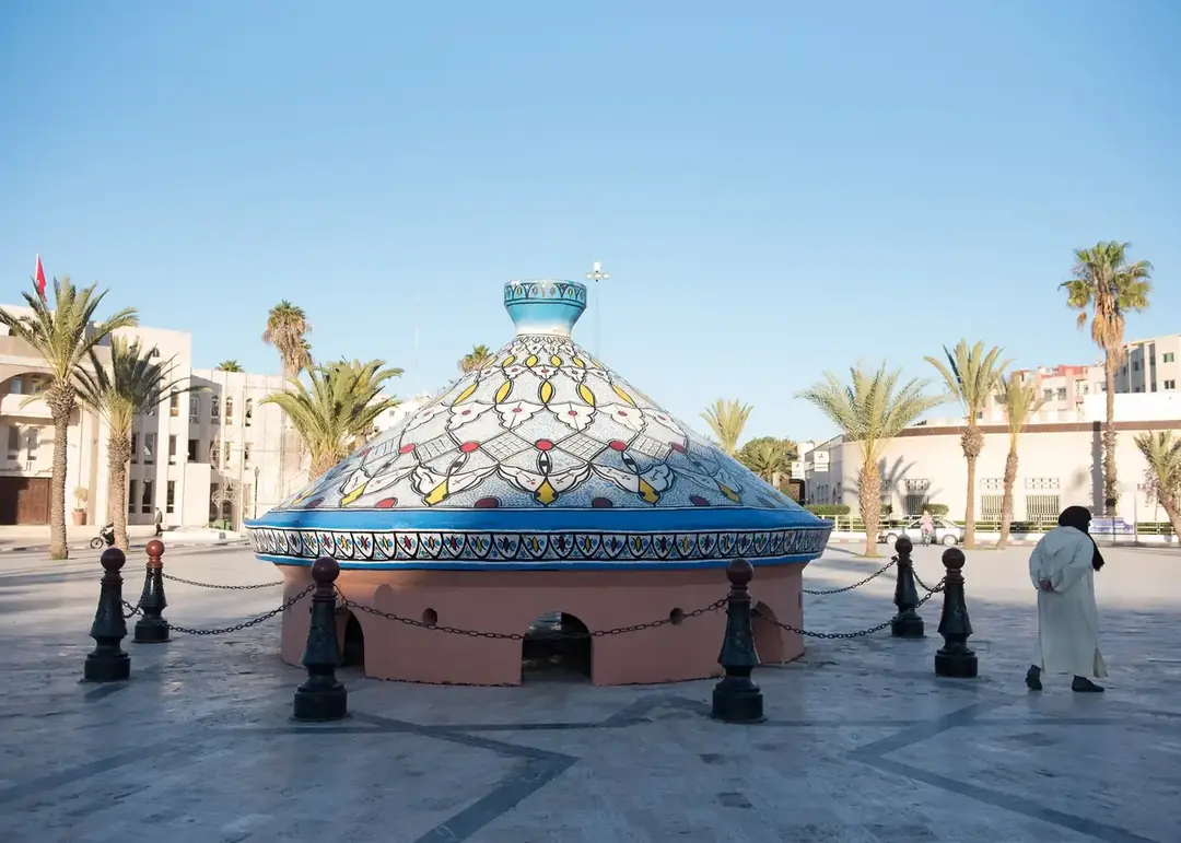 Ceramic-domed fountain in a Safi plaza